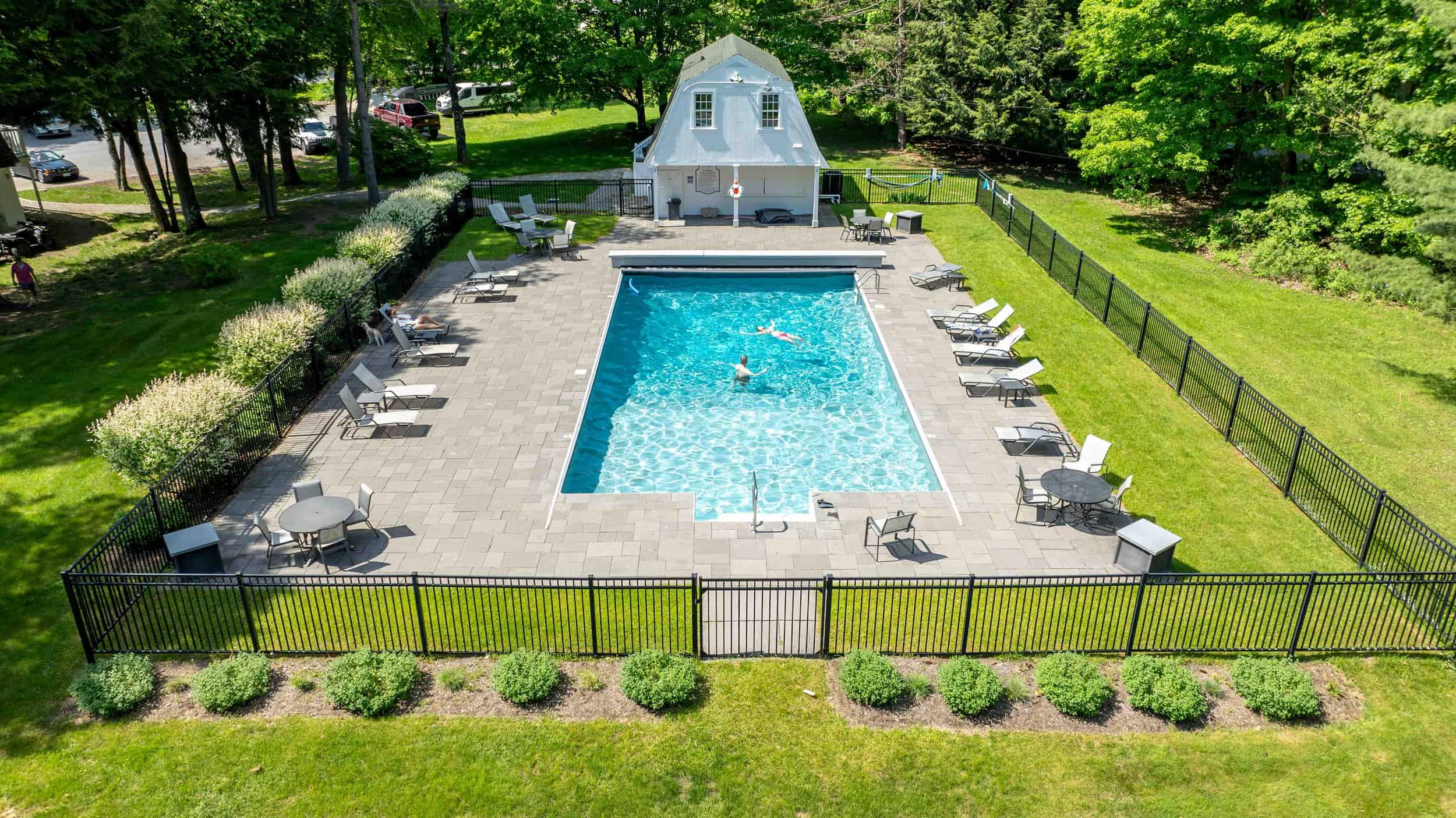 Barrows House Summer Aerial Pool