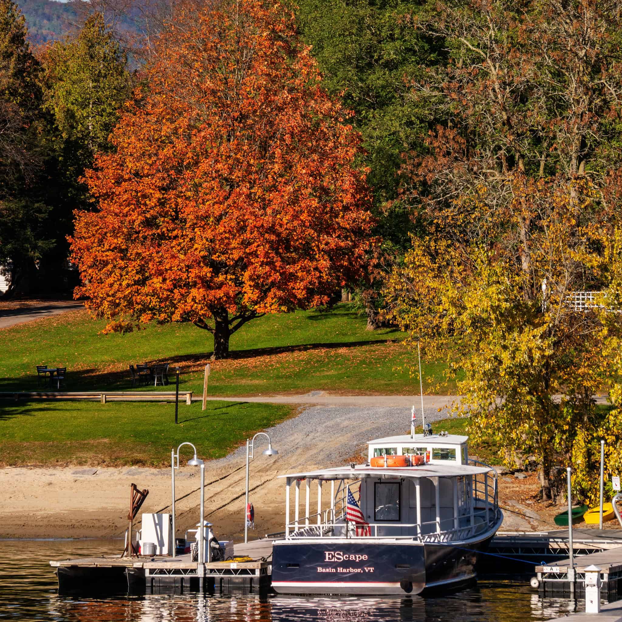 Basin Harbor EScape Fall Foliage Boat