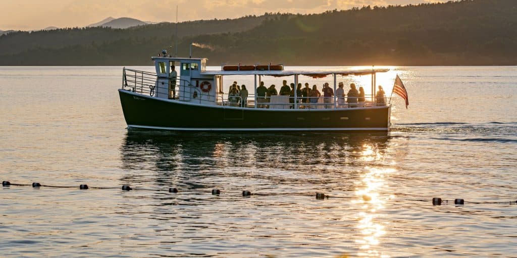 Basin Harbor Resort Wedding Photo Sunset Wedding Boat Tour