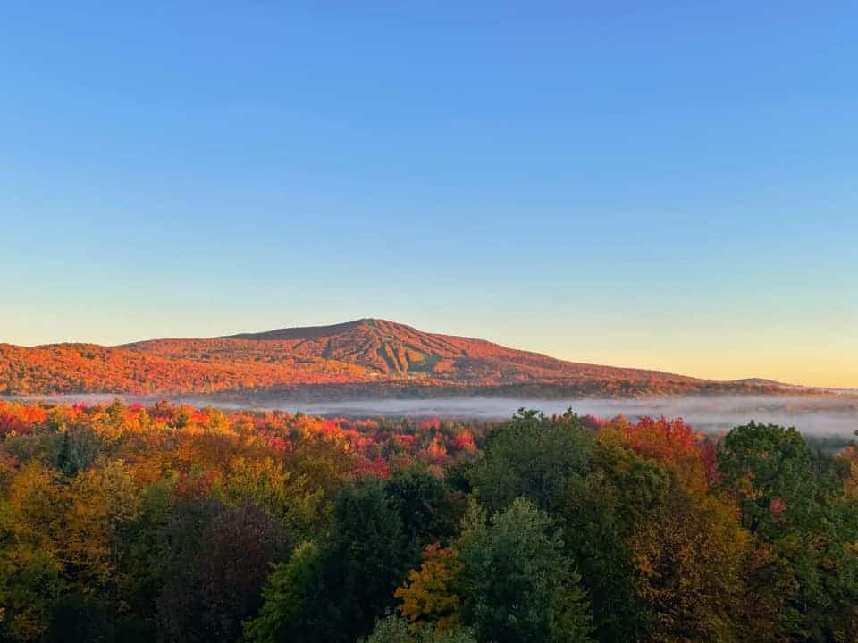 Bromley Mountain Resort Fall Foliage Arial from Bromley View Inn