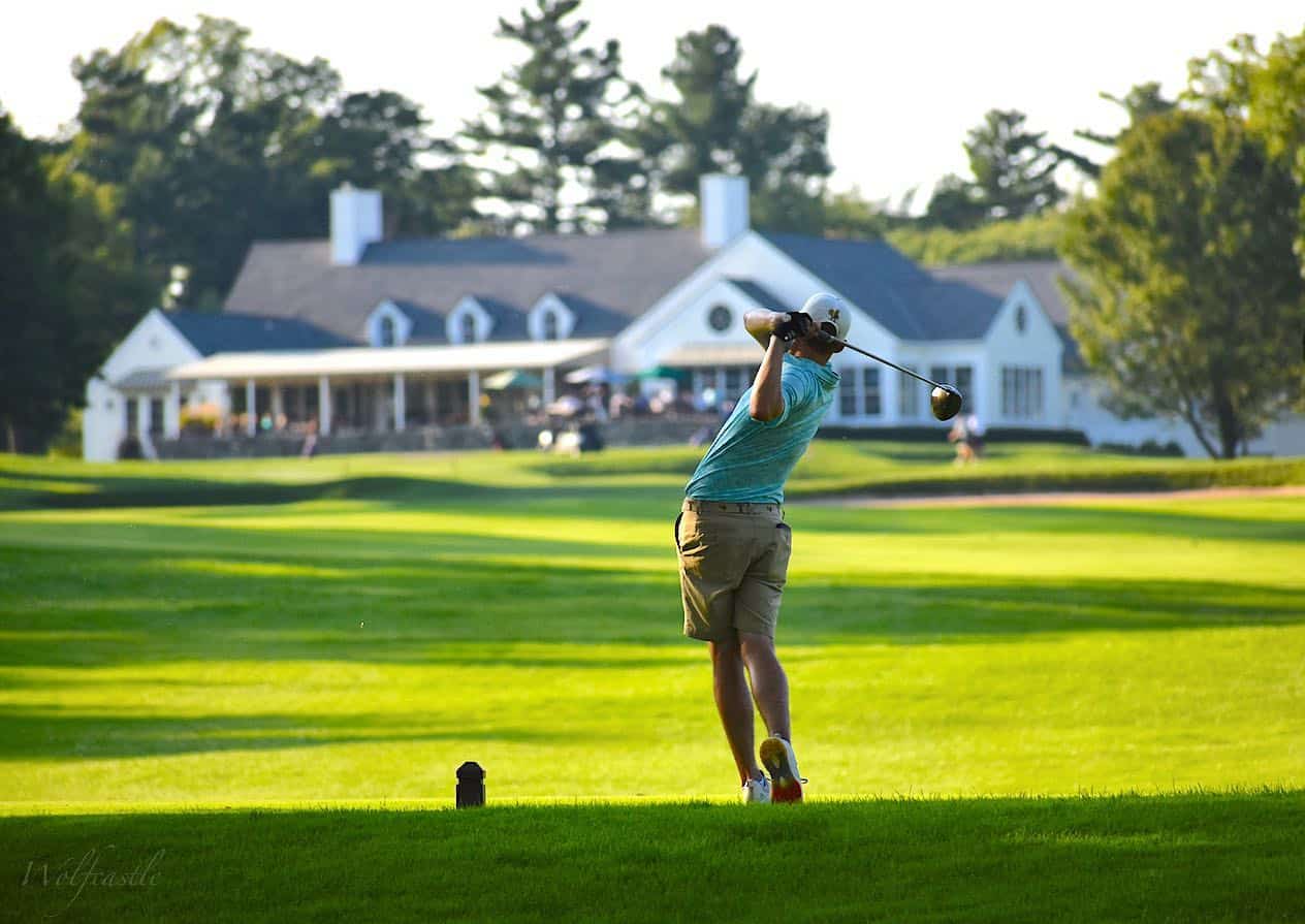 Burlington Country Club Driving toward Clubhouse in Summer