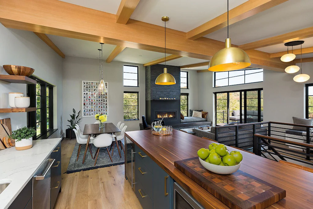 Brand New Luxury Retreat with Hot Tub and amazing views Kitchen Living Room Fireplace