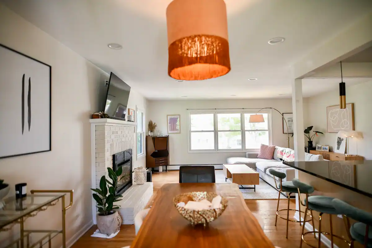 Burlington Beach House Dining Room Table and Living Room