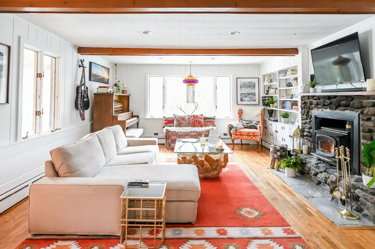 The Rabbit Hole Stowe Bright Living Room with Fireplace